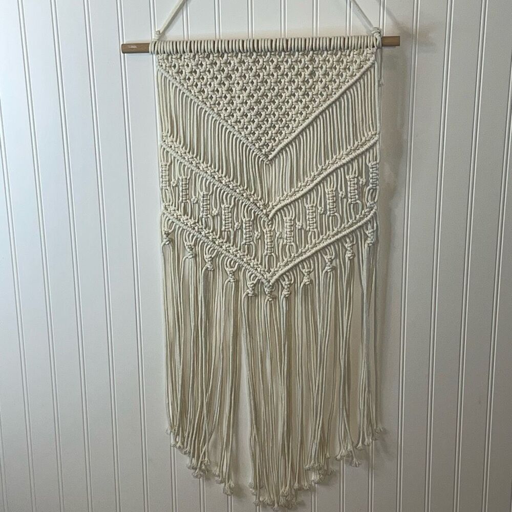 Boho Macrame Wall Hanging Tassel Tapestry for Living Room Decor Handmade Woven - Picture 6 of 7